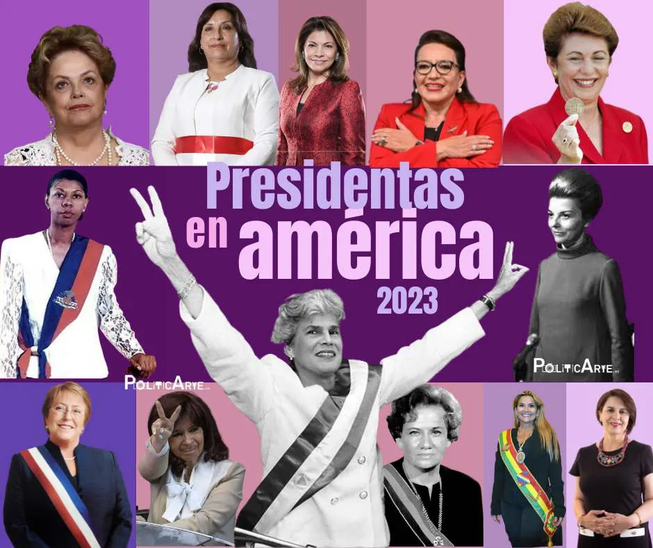 Presidentas en América hasta 2023. Ilustración de PolíticArte