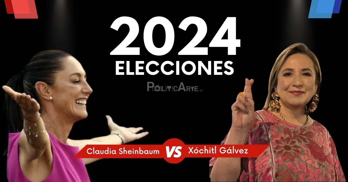 Xóchitl Gálvez vs Claudia Sheinbaum. Ilustración de Pablo Cid para PoliticArte.Mx
